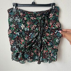 Veronica Beard Silk Multicolor Floral Skirt